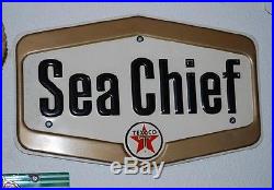 Texaco Sea Chief Marine Gas Pump Plate Advertising Sign Original