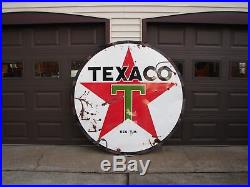 Texaco Sign Porcelain Oil Gas Pump Garage 2 Sided 6 Foot 1957 Chevy Pontiac Gmc