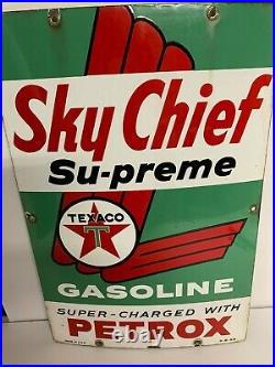 Texaco Sign Sky Chief Petrox Gas Pump Plate Porcelain 1959 18x12 LOCAL PICKUpNJ