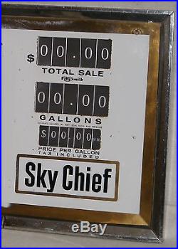 Texaco Sky Chief Authentic Gas Pump Face Plate Porcelain Sign & Chrome Bezel