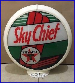 Texaco Sky Chief Gasoline Globe Glass Lens Reproduction Sign Gas Pump