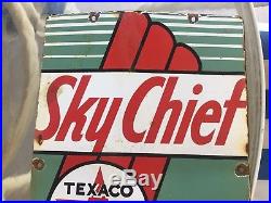 Texaco Sky Chief Gasoline Porcelain Gas Pump Sign