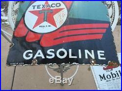 Texaco Sky Chief Gasoline Porcelain Oil & Gas Pump Sign