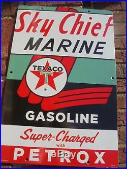 Texaco Sky Chief Marine Gas Pump Sign 12 X 18 Boat Ship Ski Seed Farm Can