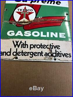 Texaco Sky Chief Su-Preme Porcelain Metal Gas Pump Sign Gas Pump Sign