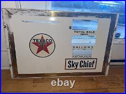 Texaco Sky Chief Vintage Porcelain Gas Pump Face Sign