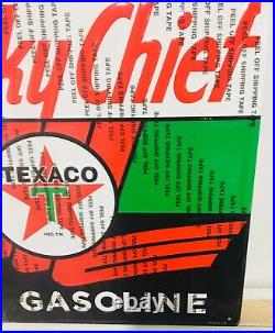 Texaco Skychief Oil Gas Gasoline Sign Vintage Look Pump Plate Garage Man Cave
