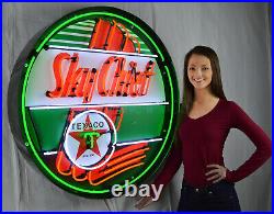 Texaco Skychief neon sign Sky Chief Gas 36 steel case wall light pump Globe Texaco Skychief neon sign Sky Chief Gas 36 steel case wall light pump Globe