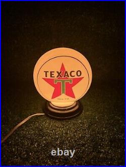 Texaco Star Americas Favorite Gas Pump Globe Lamp Glass Vtg Fuel Works