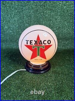 Texaco Star Americas Favorite Gas Pump Globe Lamp Glass Vtg Fuel Works