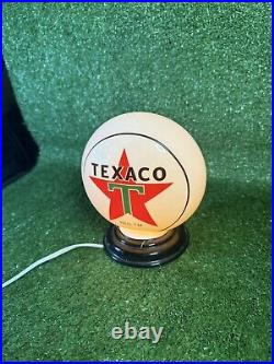 Texaco Star Americas Favorite Gas Pump Globe Lamp Glass Vtg Fuel Works