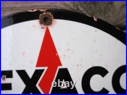 Texaco Star Gasoline Vintage Porcelain Enamel Gas Pump Oil Service Station Sign