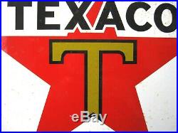 Texaco Star Gasoline Vintage Porcelain Enamel Gas Pump Oil Service Station Sign