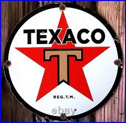 Texaco Star Gasoline Vintage Porcelain Enamel Gas Pump Oil Service Station Sign