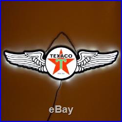 Texaco Star LED sign wall lamp aviation wings Neon shop hanger Gas pump globe