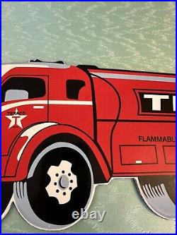 Texaco Tanker Gas/Oil Truck Porcelain Enamel Sign Gas/Oil Pump Truck