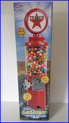 Texaco Vintage Gas Pump Gumball Machine Coin Bank 21inin Die Cast Metal Gum Ball