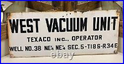 Texaco West Vacuum Unit Porcelain Lease Sign