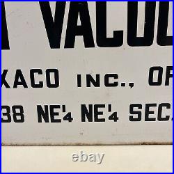 Texaco West Vacuum Unit Porcelain Lease Sign