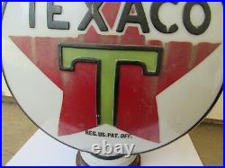VINTAGE 1920's TEXACO ONE PIECE MILK GLASS GAS PUMP GLOBE