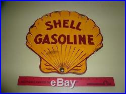 VINTAGE 1950's Shell GASOLINE GAS PUMP PLATE 12 PORCELAIN METAL SIGN