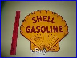 VINTAGE 1950's Shell GASOLINE GAS PUMP PLATE 12 PORCELAIN METAL SIGN