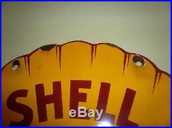 VINTAGE 1950's Shell GASOLINE GAS PUMP PLATE 12 PORCELAIN METAL SIGN VINTAGE 1950's Shell GASOLINE GAS PUMP PLATE 12 PORCELAIN METAL SIGN