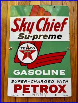 VINTAGE 1959 Texaco Sky Chief Su-preme Porcelain Gas Pump Plate Sign 12 x 18 VINTAGE 1959 Texaco Sky Chief Su-preme Porcelain Gas Pump Plate Sign 12 x 18