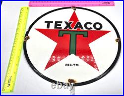 VINTAGE GENUINE TEXACO PORCELAIN SIGN PUMP PLATE GAS STATION OIL 12 x 12