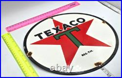 VINTAGE GENUINE TEXACO PORCELAIN SIGN PUMP PLATE GAS STATION OIL 12 x 12
