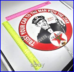 VINTAGE GENUINE TEXACO PORCELAIN SIGN PUMP PLATE GAS STATION OIL 12 x 12 2