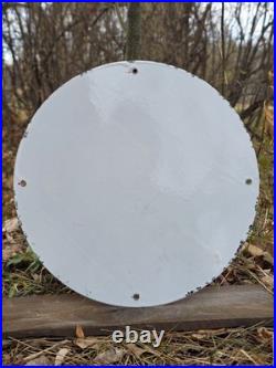 VINTAGE TEXACO AVIATION GASOLINE PORCELAIN METAL GAS STATION PUMP SIGN. Apx 12