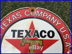VINTAGE TEXACO GASOLINE / MOTOR Oil PORCELAIN GAS PUMP SIGN Dated 10-6-33