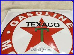 VINTAGE TEXACO PORCELAIN Metallic Gas Pump Topper 12 Square Concave Sign