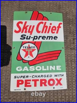 VTG 12x18 Texaco Sky Chief Porcelain Gas Pump Plate Sign 1962 Dated 3-5-62 USA VTG 12x18 Texaco Sky Chief Porcelain Gas Pump Plate Sign 1962 Dated 3-5-62 USA
