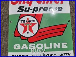 VTG 12x18 Texaco Sky Chief Porcelain Gas Pump Plate Sign 1962 Dated 3-5-62 USA VTG 12x18 Texaco Sky Chief Porcelain Gas Pump Plate Sign 1962 Dated 3-5-62 USA