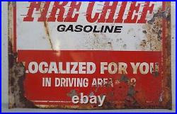 VTG 1950's Texaco FIRE CHIEF Gasoline Double Sided Metal Sign Gas Oil 16 X 18