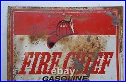 VTG 1950's Texaco FIRE CHIEF Gasoline Double Sided Metal Sign Gas Oil 16 X 18