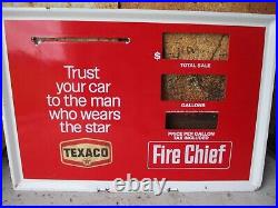 VTG Original TeXaco Fire Chief Porcelain BlockHEAD Gas Pump Face Plate SIGN NICE
