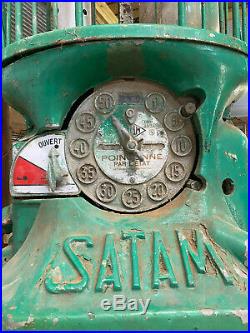 Very Rare Vintage Dual Cylinder Clock Face Style Satam Gas Pump Like Texaco LOOK