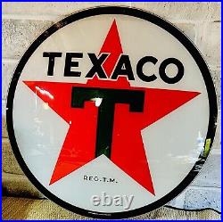 Vintage 100% Original Texaco Gas Pump Globe Gasoline Glass Face Lens Sign