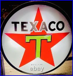 Vintage 100% Original Texaco Gas Pump Globe Gasoline Glass Face Lens Sign