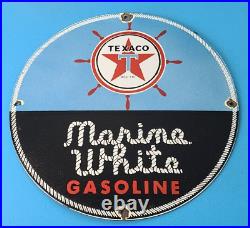 Vintage 16 Texaco Gasoline Porcelain Marine White Gas Service Station Pump Sign Vintage 16 Texaco Gasoline Porcelain Marine White Gas Service Station Pump Sign