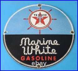 Vintage 16 Texaco Gasoline Porcelain Marine White Gas Service Station Pump Sign Vintage 16 Texaco Gasoline Porcelain Marine White Gas Service Station Pump Sign