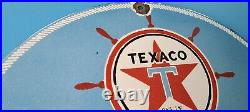 Vintage 16 Texaco Gasoline Porcelain Marine White Gas Service Station Pump Sign