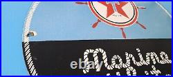 Vintage 16 Texaco Gasoline Porcelain Marine White Gas Service Station Pump Sign Vintage 16 Texaco Gasoline Porcelain Marine White Gas Service Station Pump Sign