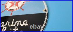 Vintage 16 Texaco Gasoline Porcelain Marine White Gas Service Station Pump Sign Vintage 16 Texaco Gasoline Porcelain Marine White Gas Service Station Pump Sign