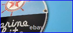 Vintage 16 Texaco Gasoline Porcelain Marine White Gas Service Station Pump Sign Vintage 16 Texaco Gasoline Porcelain Marine White Gas Service Station Pump Sign