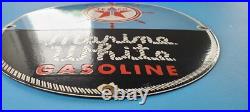 Vintage 16 Texaco Gasoline Porcelain Marine White Gas Service Station Pump Sign Vintage 16 Texaco Gasoline Porcelain Marine White Gas Service Station Pump Sign