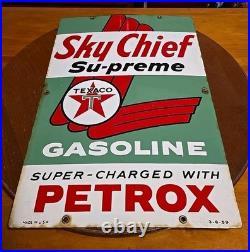 Vintage 18 Original Texaco Sky Chief Su-Preme Petrox Porcelain Gas Pump Plate